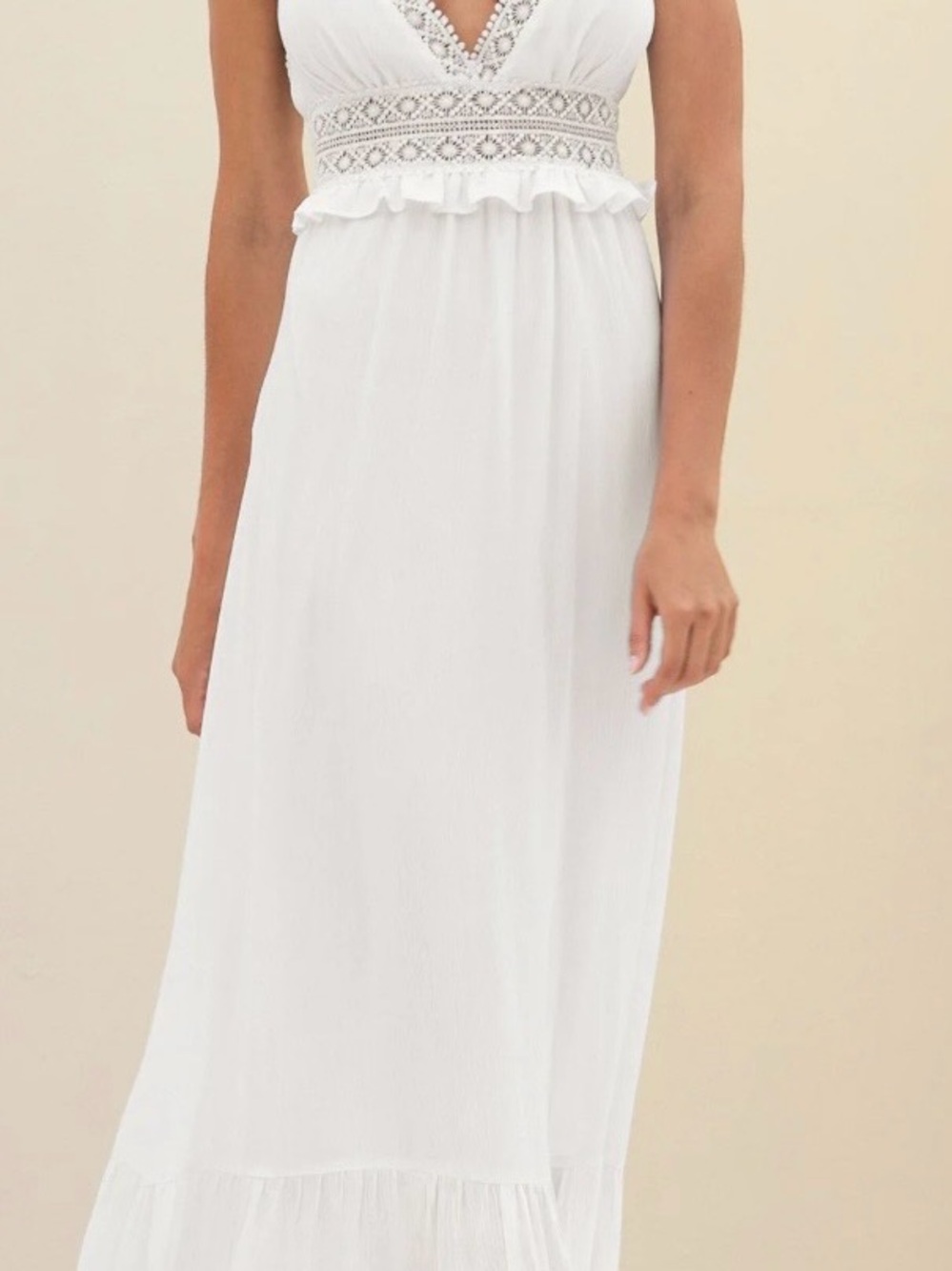 White Maxi Skirt - Classic Flowy Women's Skirt size large